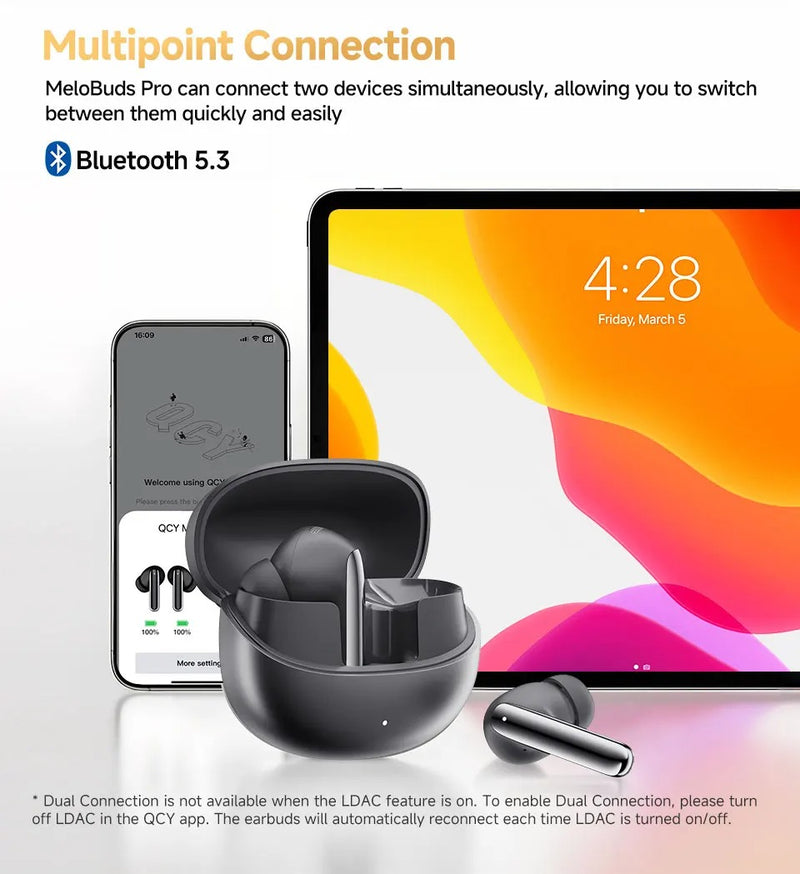 QCY MeloBuds Pro – Fone Bluetooth 5.3 com ANC